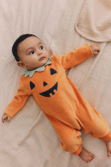 |BabyBoy| Conjunto De Pijama e Chapéu De Veludo Laranja Para Bebê Halloween (0 meses a 3 anos)