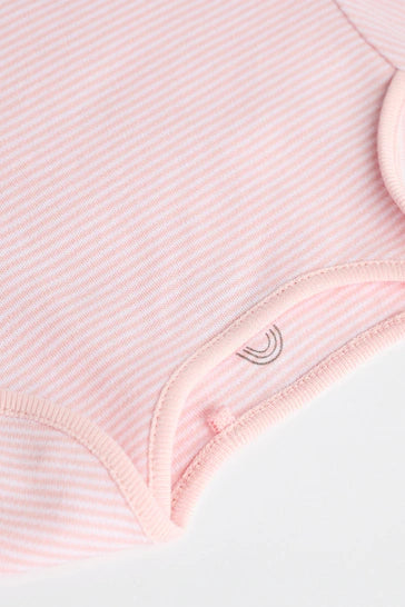 |BabyGirl| Body De Manga Comprida Para Bebê Pink Bunny, Pacote Com 7