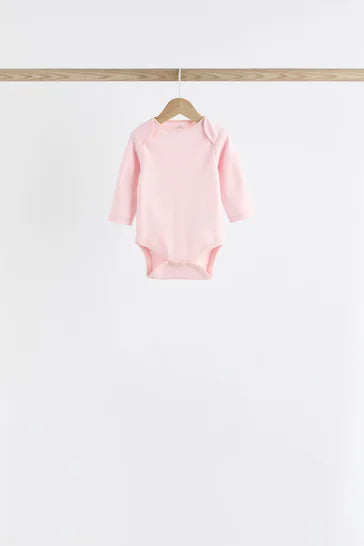 |BabyGirl| Body De Manga Comprida Para Bebê Pink Bunny, Pacote Com 7