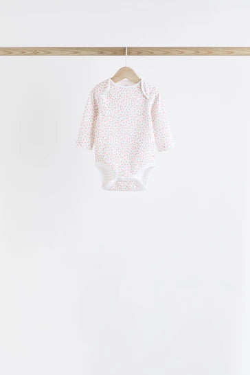 |BabyGirl| Body De Manga Comprida Para Bebê Pink Bunny, Pacote Com 7