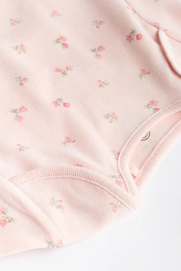 |BabyGirl| Body De Manga Curta Pink Bunny Pink Bunny - Pacote Com 5