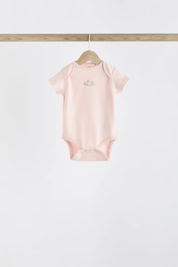 |BabyGirl| Body De Manga Curta Pink Bunny Pink Bunny - Pacote Com 5