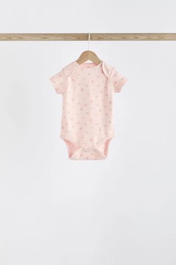 |BabyGirl| Body De Manga Curta Pink Bunny Pink Bunny - Pacote Com 5