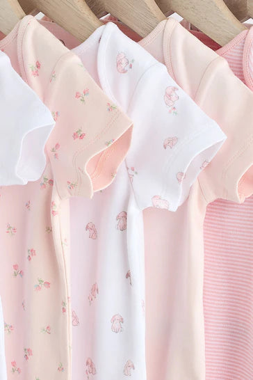 |BabyGirl| Body De Manga Curta Pink Bunny Pink Bunny - Pacote Com 7