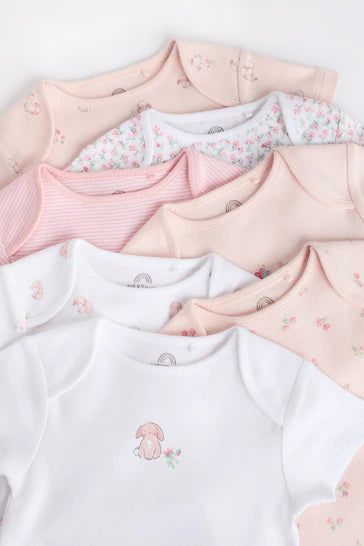 |BabyGirl| Body De Manga Curta Pink Bunny Pink Bunny - Pacote Com 7