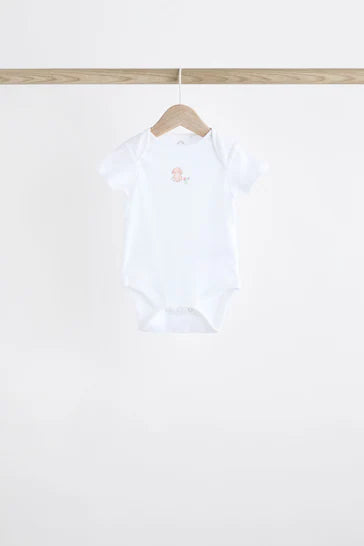 |BabyGirl| Body De Manga Curta Pink Bunny Pink Bunny - Pacote Com 7