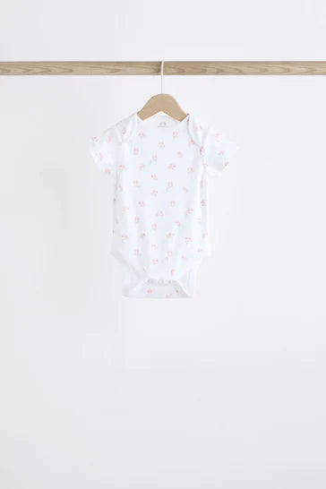 |BabyGirl| Body De Manga Curta Pink Bunny Pink Bunny - Pacote Com 7