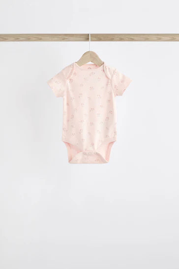 |BabyGirl| Body De Manga Curta Pink Bunny Pink Bunny - Pacote Com 7