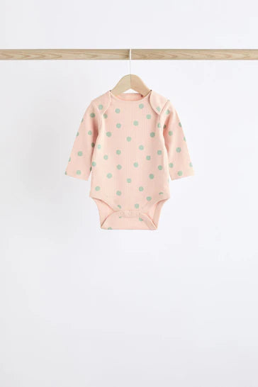 |BabyGirl| Body Para Bebê Com Nervuras, Pacote Com 5 - Rosa