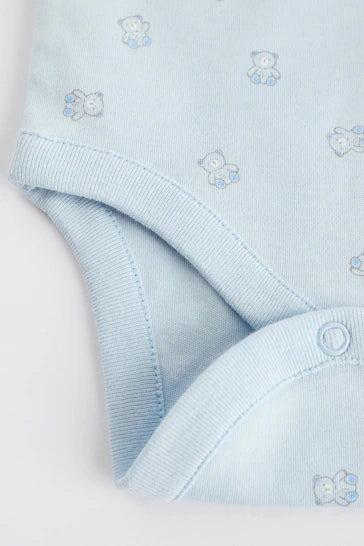 |BabyBoy| Body Para Bebê De Manga Comprida Blue Bear, Pacote Com 5