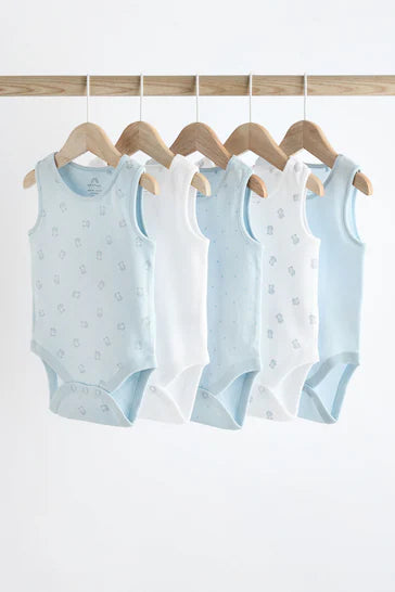 |BabyBoy| Conjunto De 5 Coletes Para Bebê Com Estampa De Urso Azul