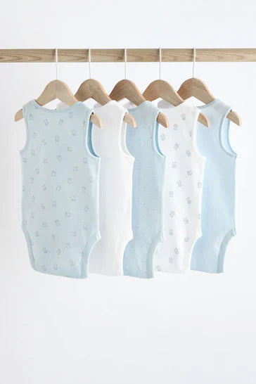 |BabyBoy| Conjunto De 5 Coletes Para Bebê Com Estampa De Urso Azul