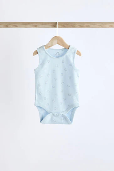 |BabyBoy| Conjunto De 5 Coletes Para Bebê Com Estampa De Urso Azul