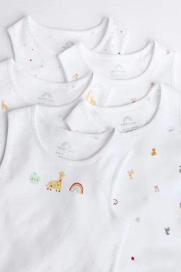 |BabyGirl| Conjunto De 5 Macacões Para Bebê Com Colete Branco