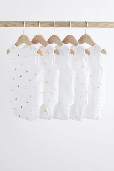 |BabyBoy| Conjunto De 5 Macacões Para Bebê Com Colete Branco