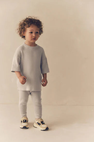 |Niño| Conjunto de camiseta y leggings de malla neutra (de 3 meses a 7 años)