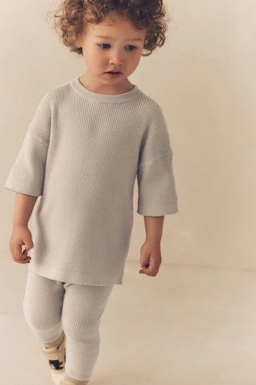 |Niño| Conjunto de camiseta y leggings de malla neutra (de 3 meses a 7 años)