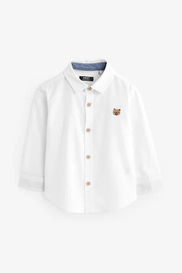 |Boy| Camisa Branca Personagem LS Oxford (3 meses a 7 anos)