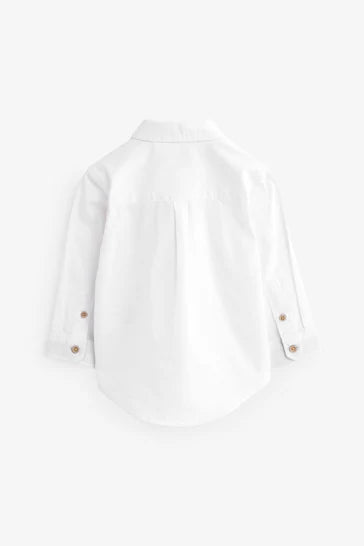 |Boy| Camisa Branca Personagem LS Oxford (3 meses a 7 anos)