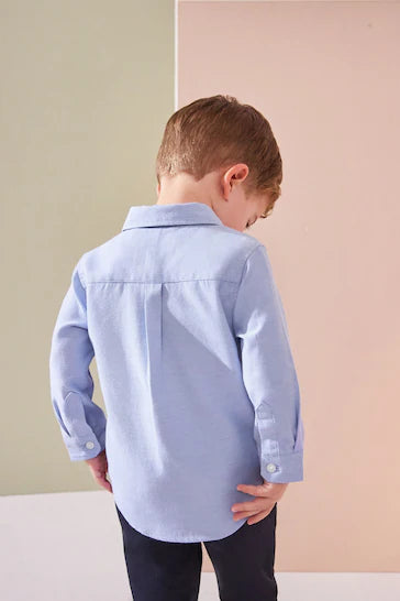 |Boy| Camisa Oxford De Manga Comprida - Personagem Azul (3 meses a 7 anos)