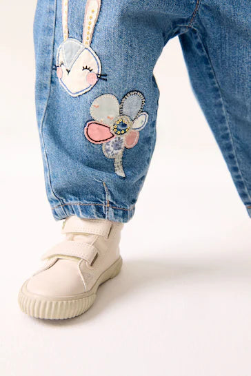 |Niña| Jeans adornados con personajes de mezclilla (3 meses a 7 años)