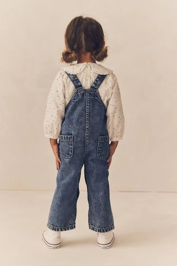 |Niña| Conjunto Blusa y Peto Denim 100% Algodón (3 meses a 7 años)