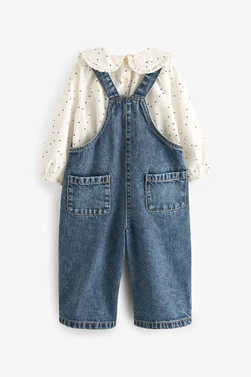 |Niña| Conjunto Blusa y Peto Denim 100% Algodón (3 meses a 7 años)