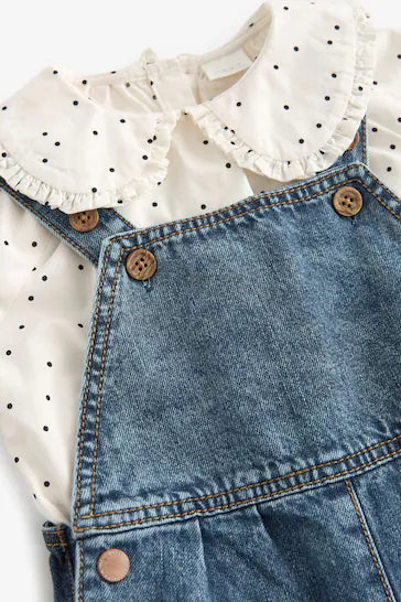 |Niña| Conjunto Blusa y Peto Denim 100% Algodón (3 meses a 7 años)