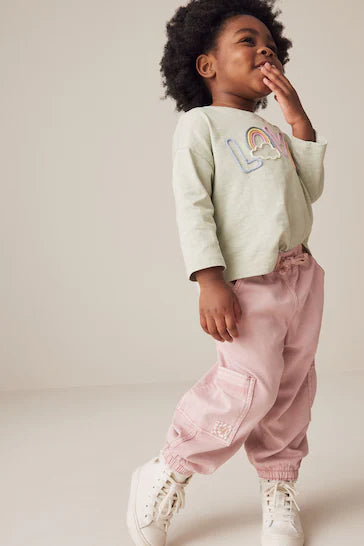 |Girl| Calça Cargo Rosa (3 meses a 7 anos)