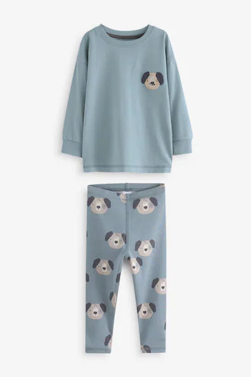 |Boy| Pijama De Perna Canelada Animal Azul/Marrom/Caqui Verde, Pacote Com 3 (9 meses a 8 anos)