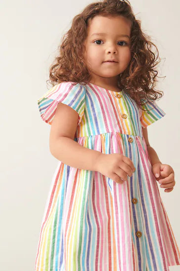 |Niña| Vestido de algodón - Rainbow Stripe (3 meses a 8 años)