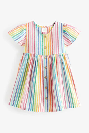 |Girl| Vestido De Algodão - Rainbow Stripe (3 meses a 8 anos)