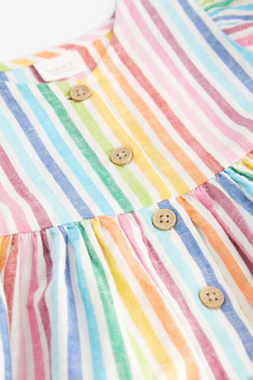 |Girl| Vestido De Algodão - Rainbow Stripe (3 meses a 8 anos)