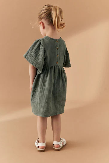 |Girl| Vestido Flor De Crochê - Green  (3 meses a 8 anos)