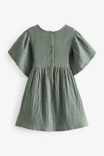 |Girl| Vestido Flor De Crochê - Green  (3 meses a 8 anos)