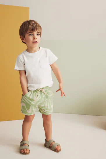 |Boy| Shorts Estampados De Algodão Com Textura Macia Verde Menta (3 meses a 7 anos)