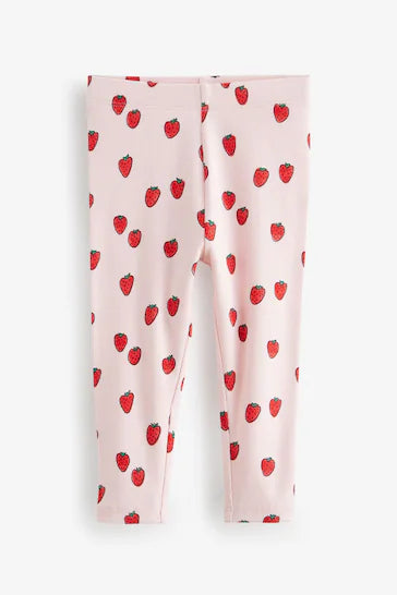 |Girl| Leggings De Costela De Morango Rosa (3 meses a 7 anos)