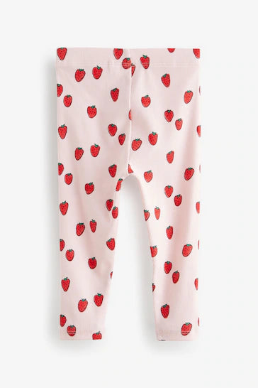 |Girl| Leggings De Costela De Morango Rosa (3 meses a 7 anos)