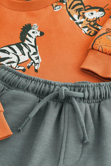 |Boy| Conjunto De Top e Leggings De Manga Comprida - Safari Laranja (3 meses a 7 anos)