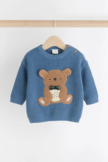 |BabyBoy| Conjunto De Blusa e Leggings De Malha 100% Algodão Para Bebê - Urso Azul (0 meses a 2 anos)