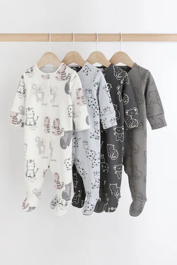 |BabyGirl| Pacote De 3 Pijamas Para Bebê - Monocromático (0 meses a 2 anos)