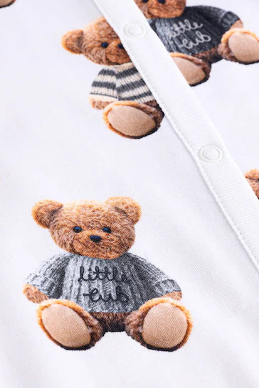 |BabyBoy| Conjunto De 3 Pijamas Para Bebê 100% Algodão - Bear Checkerboard (0 meses a 3 anos)