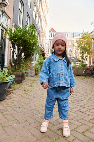 |Niña| Conjunto de camisa y pantalón - Denim azul medio (3 meses-7 años)