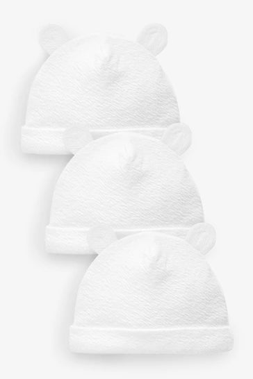 |Bebé| Pack de 3 gorros de punto para bebé - Blanco (0-12 meses)