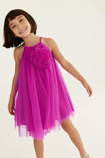 |Girl| Vestido De Malha Corsage - Magenta Pink (3-16 anos)