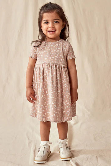 |Girl| Vestido Em Jersey Canelado - Neutral (3 meses a 7 anos)