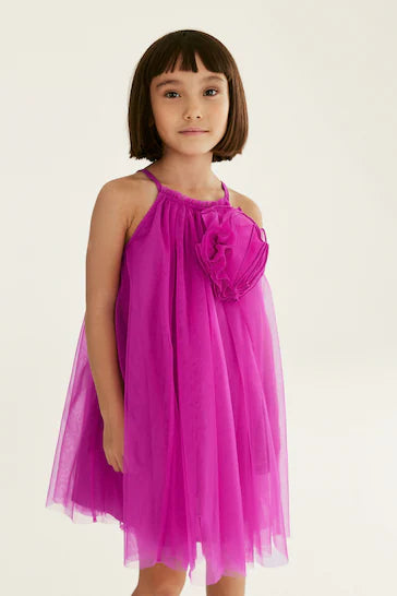 |Girl| Vestido De Malha Corsage - Magenta Pink (3-16 anos)