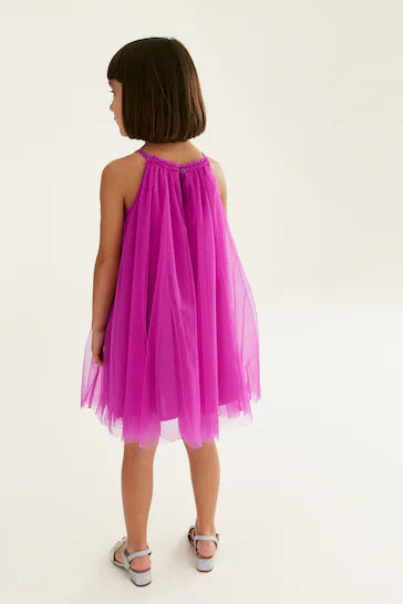 |Girl| Vestido De Malha Corsage - Magenta Pink (3-16 anos)