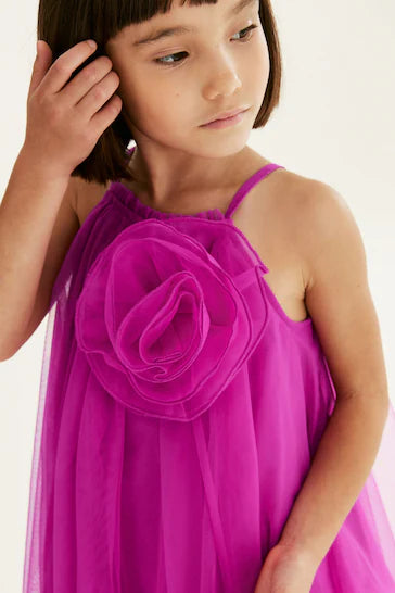 |Girl| Vestido De Malha Corsage - Magenta Pink (3-16 anos)