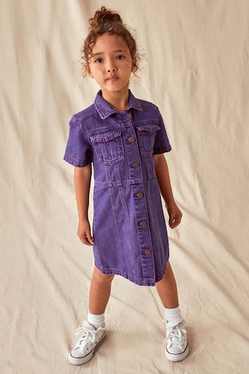 |Girl| Vestido Jeans Justo - Purple Overdye (3-16 anos)